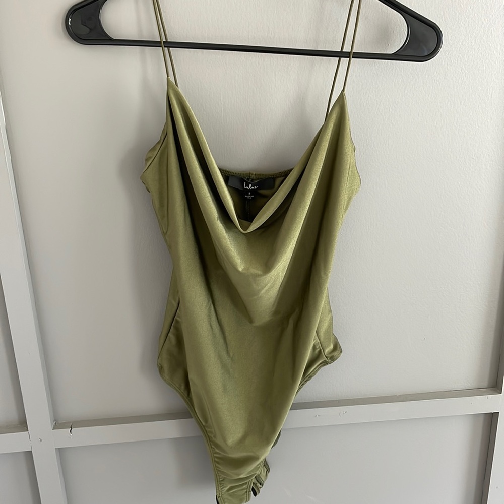 Lulus Olive Green Cowl Neck Bodysuit - Size S